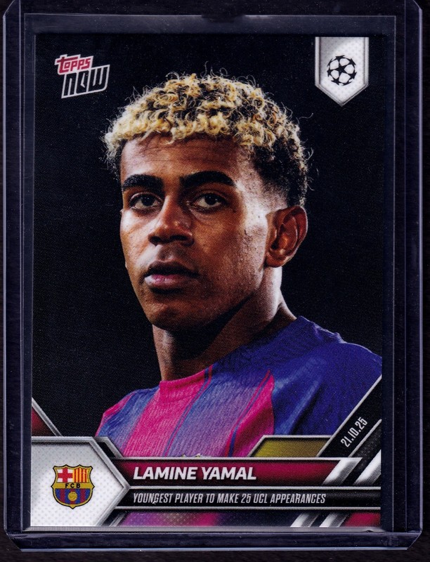 2025 Topps NOW #033 Lamine Yamal FC Barcelona UCL Record Breaker Soccer