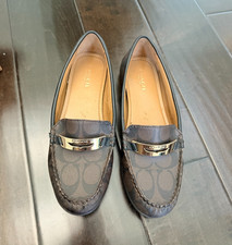 Coach Olympia Pebble Grain Flats Brown Leather Loafers Womens 7M NO REFUNDS
