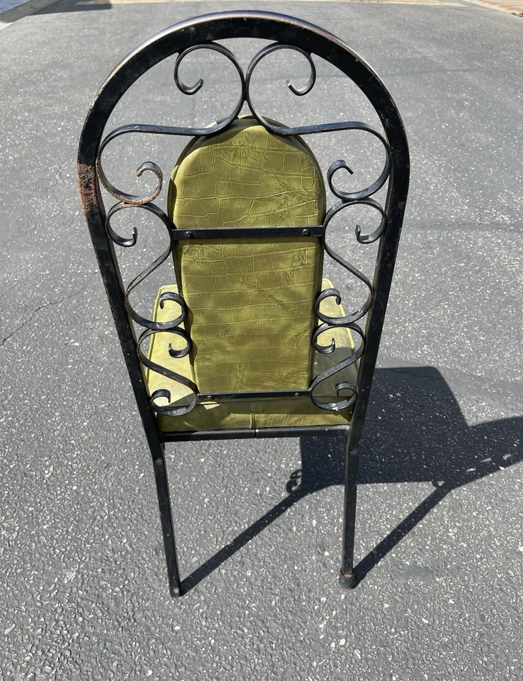 Vintage Mid-Century Spanish Revival Douglas Furniture Wrought Iron Dining Chairs - Image 4 of 4