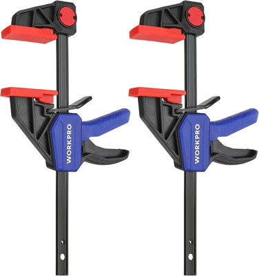 WORKPRO 6'' Clamps for Woodworking 2-Pack, Quick-Release Wood Clamps/Spreader Lig