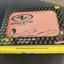 Folding Yoga Mat W/ Poses Pink Home Workout Fitness Gym Training 24”x68”x3mm NEW