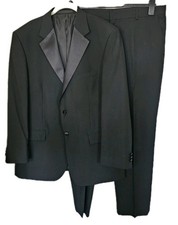 M&S Man Dinner Suit Black Two Piece Jacket 44 M Length Trousers 38 Waist 31 Leg