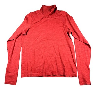 Beyond Yoga Shirt Womens XL Red Turtleneck Long Sleeve Wool Blend Stretch Jersey