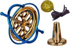 Joytech Precision Gyroscope Metal Anti-Gravity Spinning Top Balance Blue Golden