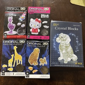 Lot Of 5 Original 3D Crystal Puzzle Daisy Duck Giraffe Hello Kitty Dogs