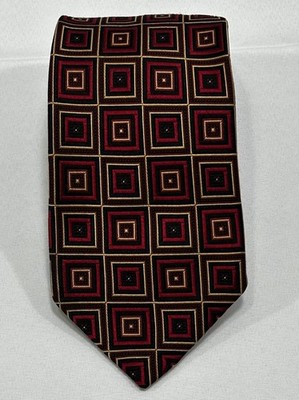 ROBERT TALBOTT Best of Class Silk Necktie USA Designer Geometric Red 60 x3.75 