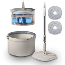 Tower Duo Compact Spin Mop, 2 Internal Containers, Latte & Grey T869009MSH