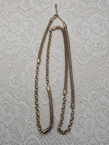 Vintage Gold Tone Snake & Link Chain Long Necklace - Picture 9 of 10