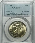 1941-D Walking Liberty Half Dollar - PCGS MS-65 - Great Luster GEM