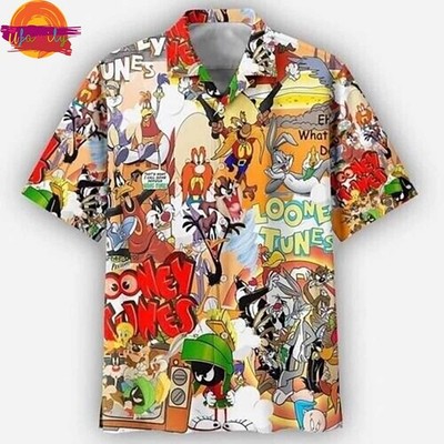 Looney Tunes Bugs Bunny Daffy Duck Tweety Sylvester Cartoon Hawaiian Shirt