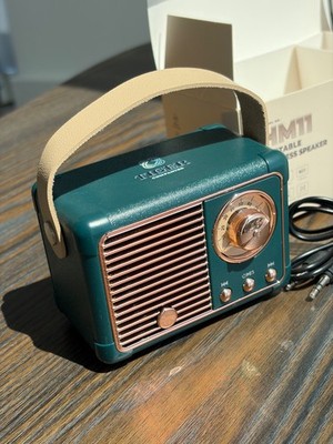 Retro Bluetooth Speaker Mini Portable Wireless Green USB AUX TF