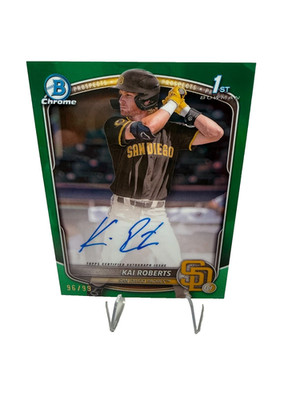 Kai Roberts 2025 Bowman Chrome 1st Green Refractor Auto /99 #CPA-KR Padres