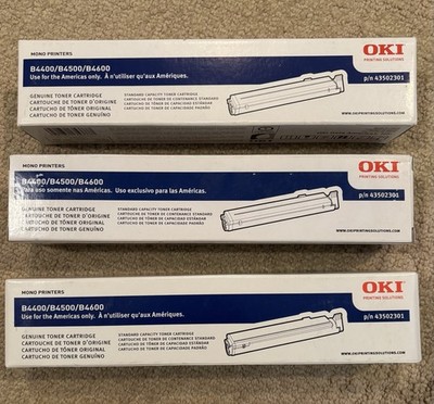 OKI 43502301 Black Toner Cartridge Lot of 3 Genuine OEM B4400 B4500 B4600 NEW
