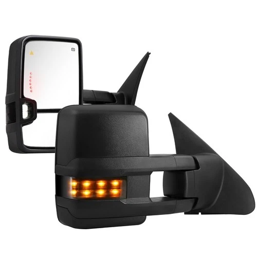 Pair Smoked Tow Mirrors Power Heated LED Signals BSM for 2007-2021 Toyota Tundra