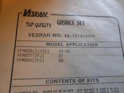 NOS Yamaha 1985 1986 YFM80 Gasket Set VG-2074M | eBay
