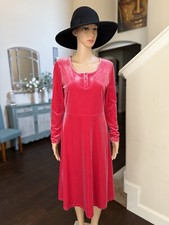 Chaps by Ralph Lauren Size M Woman's Pink Velvet A Line Dress New