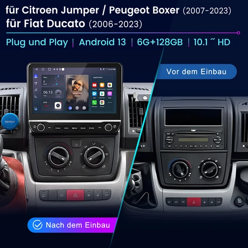 6+128G CarPlay Android 13 Autoradio GPS Navi WiFi Für Fiat Ducato 2006 2007-2013 - Bild 2 von 15