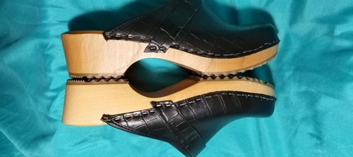 Zoccoli Bjork Swedish Comfort neri in pelle testurizzata nuovi senza etichette taglia 40 - Foto 7 di 9
