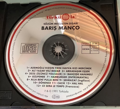 Baris Manco Sözüm Meclisten Disari Emre Müzik Türkische Pop Rock Musik CD - Foto 4 di 6