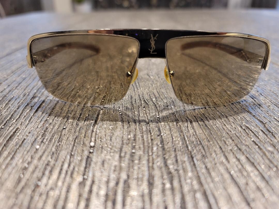 Occhiali da sole Yves Saint Laurent YSL marrone argento aviatore Made in Italy 2120 S CA6