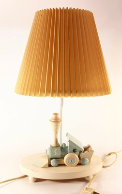 Wooden Train Nursery Plastics, Inc. Portable Lamp with Shade.