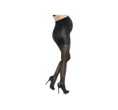 ASSETS  BY SPANX MARVELOUS MAMA MATERNITY TIGHTS Size 2 BLACK OPAQUE STRIPE