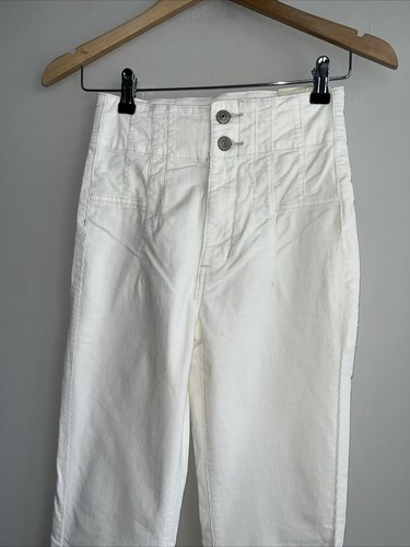 Free People Jayde Cord Jeans Pants High Rise Flare Leg White Size W24 L32 BNWT - Picture 7 of 15