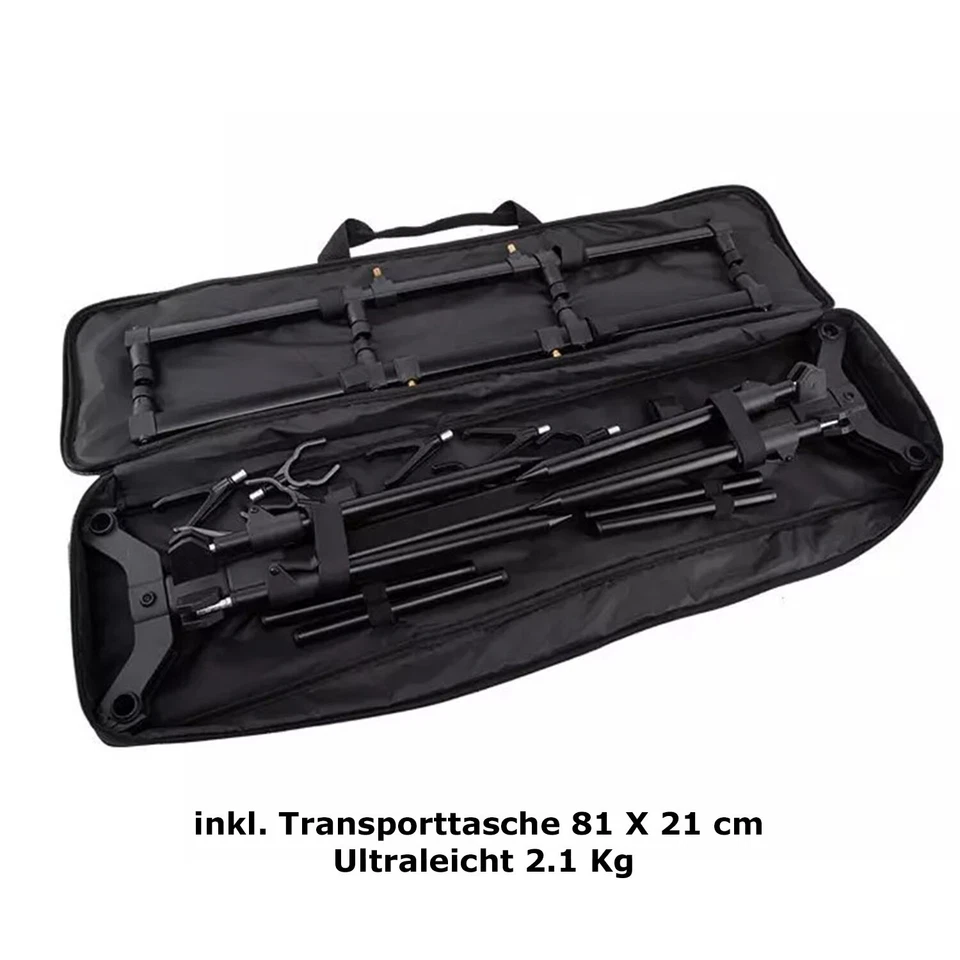 Aluminium Karpfen Rod Pod Buzzerbar Angeln Ruten Auflage Verstellbar mit Tasche - Bild 4 von 4