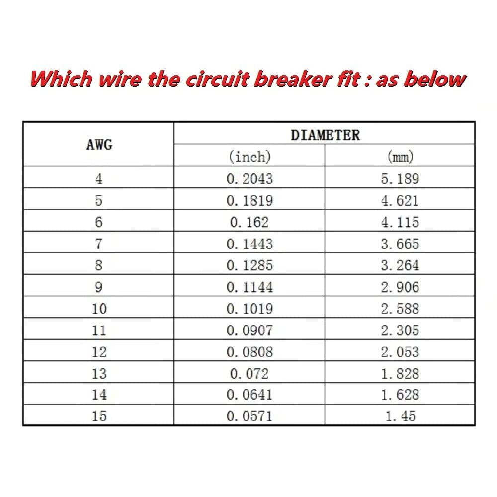 60A Inline Circuit Breaker Resettable 12-24V DC Manual Reset Fuse Holder 3-15AWG