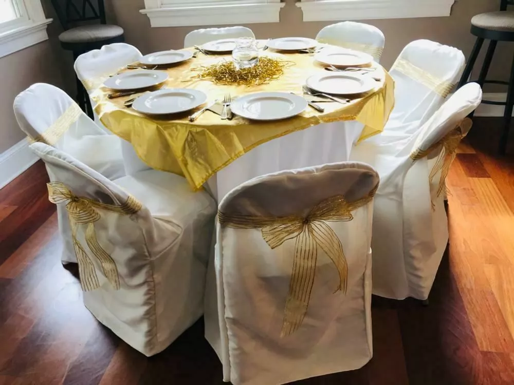 Polyester Folding Wedding Chair Covers 25 50 75 100 Bulk Black
