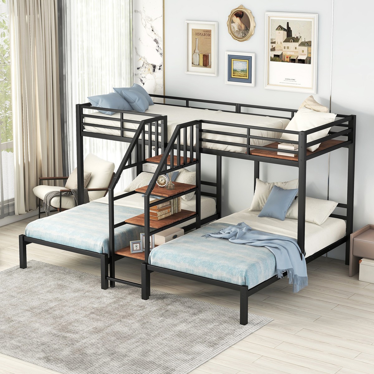 Wooden Bunk Triple Bunk Walmart Bunk Bed With Stairs Twin Over - Main Image