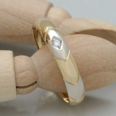 Ring Ehering Gold Unisex ca. 0,03ct W-si Brillant 750/18K Weiß-/Gelbgold Gr. 65 - Bild 1 von 4