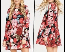 Show Me Your MuMu Baby Doll Red Floral Rose Dress Size S