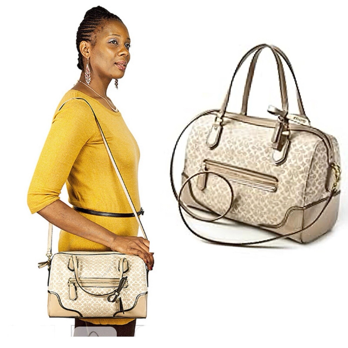 Coach Poppy East West Signature Sparkly Gold Satchel Bag Coach Poppy East West Signature Sparkly Gold Satchel Bag