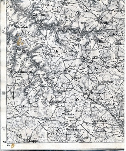 Kastellaun Bell Kappel Zilshausen 1909 cartolina parziale/Ln Alterkülz Beltheim Korweiler