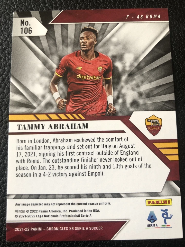 2021-22 Panini Chronicles XR Serie A Blue #/99 Tammy Abraham #106 - Image 2 of 2