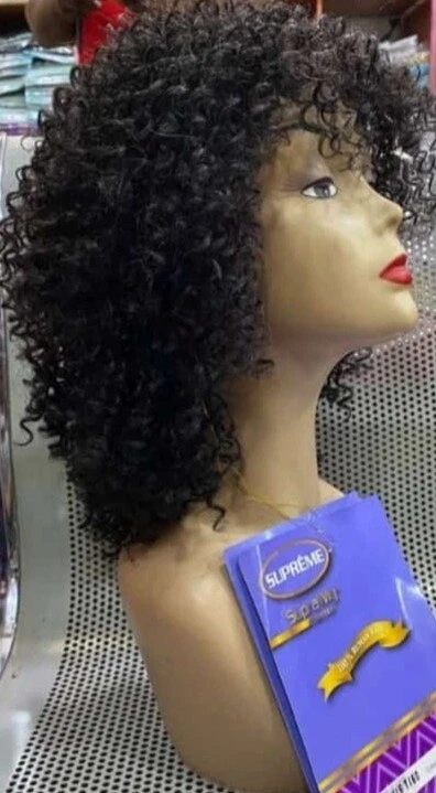 Bob kinky Supreme Tigo Curly de haute qualité avec perruque frange   peut être taillé pour s'adapter 