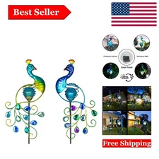 Elegant 2-Pack Solar Peacock Garden Lights