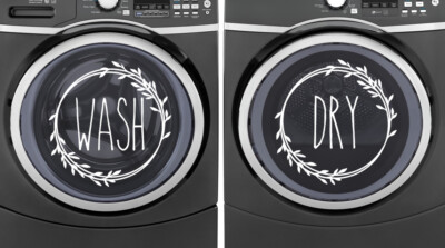 #ad Wash Dry Wreath Vinyl Decals Skinny Font Laundry Room Decor Die Cut Stickers $14.99