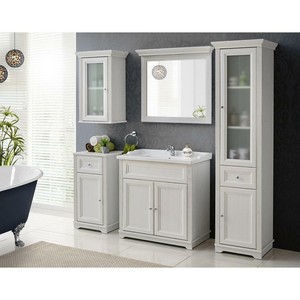 Badezimmer Badmobel Set Komplett Set 5tlg 80cm Keramik Waschbecken Spiegel Weiss Ebay