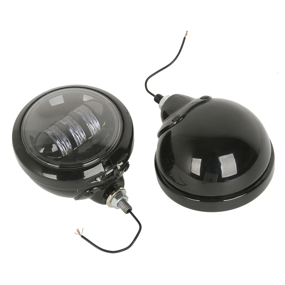 Black 4.5" LED Auxiliary Spot Passing Fog Lights Housing Bucket Fit For Harley - Image 3 of 4