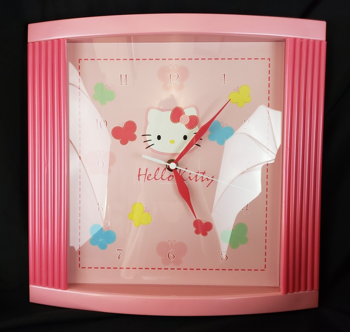 Rare Hello Kitty Pink Wall Clock 2005 Y2K Bedroom Decor Girl Room