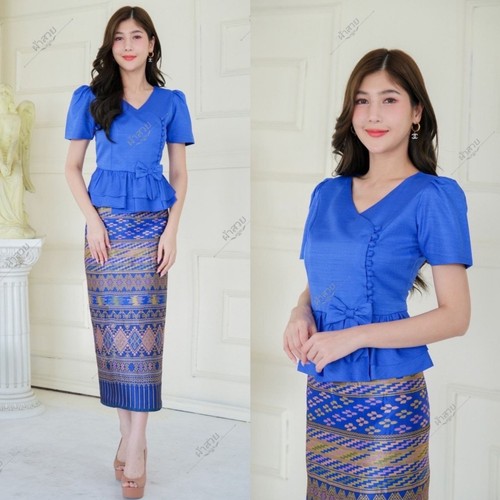 LAOS/THAI TRADITIONAL SILK BLOUSE SHIRTS - THAI TRADITIONAL CLOTHING AND DRESS - Picture 2 of 20