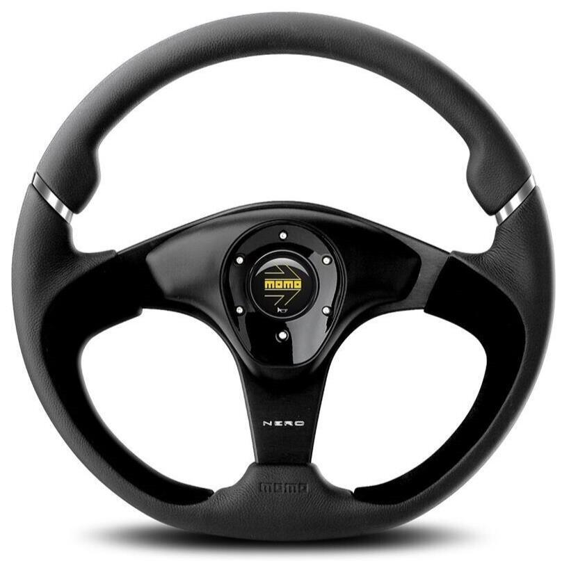 Genuine Momo Nero steering wheel and boss kit. For Land Rover Defender 48 spline