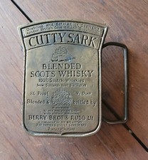 Vtg Cutty Sark Whiskey Advertising Brass Belt Buckle Berry Bros  Rudd London