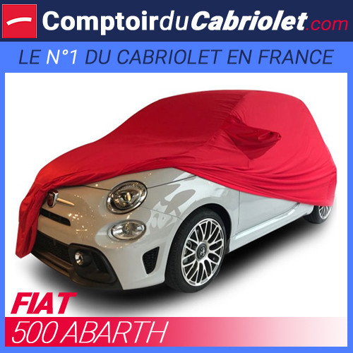 Housse sur-mesure Coverlux en jersey rouge pour Fiat 500 Abarth