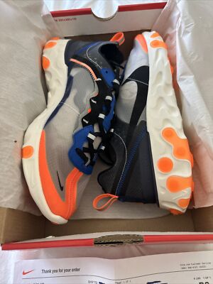 Brand New Nike React Element 87 Thunder Blue/Total Orange AQ1090-004 Size 8.5