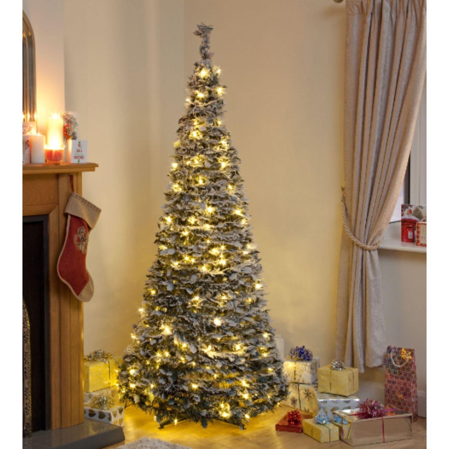 PreLit PopUp Christmas Tree Warm 200 White Lights 180cm White Forst