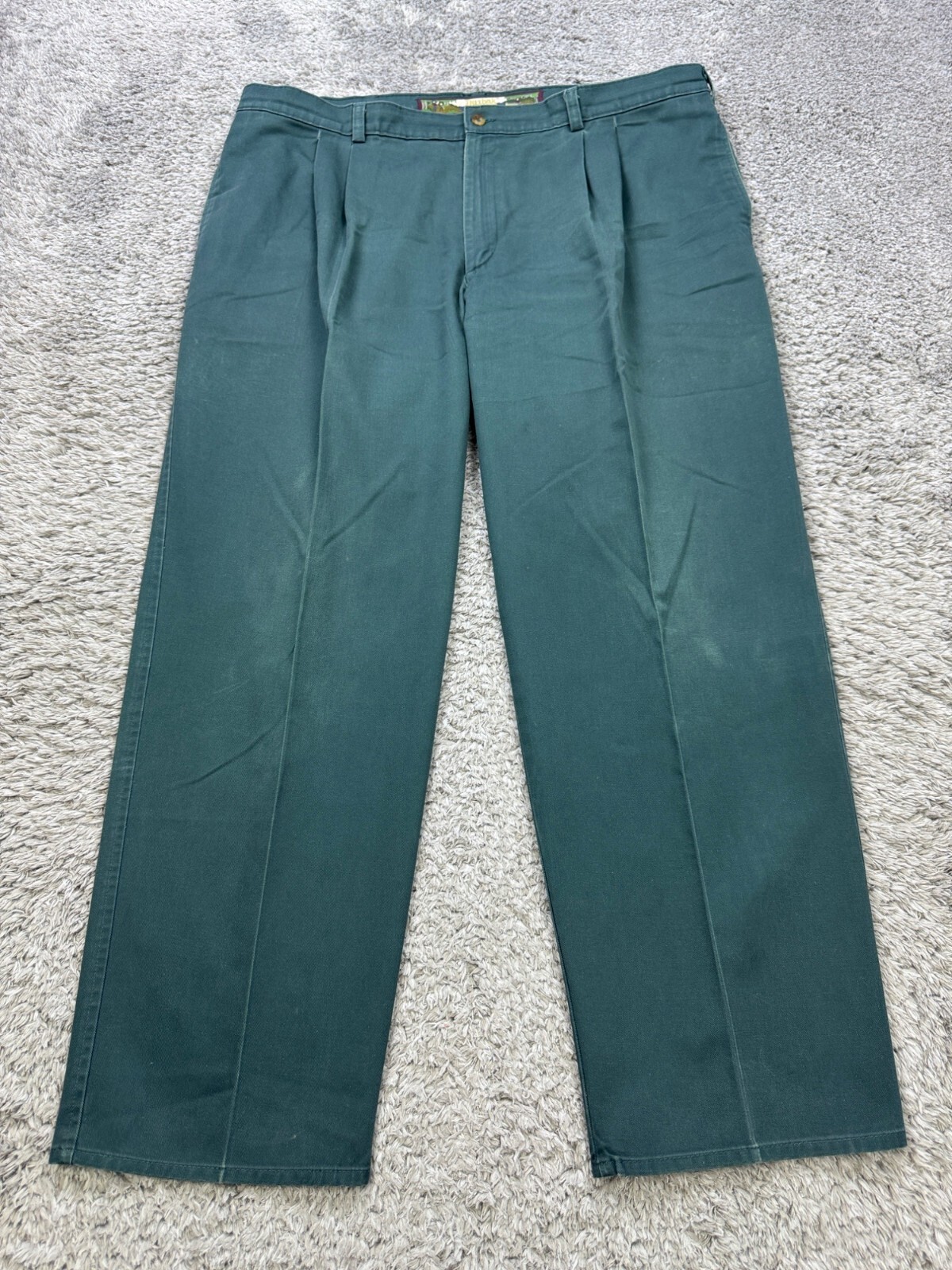 Duxbak Pants Mens 42x30 Green Twill Pleated Career Chino Slack Trousers Vtg USA