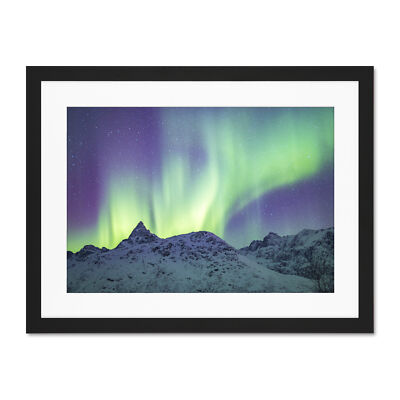 Dalsfelt Aurora Snowy Mountains Startseite Gerahmter druck 46x61 cm